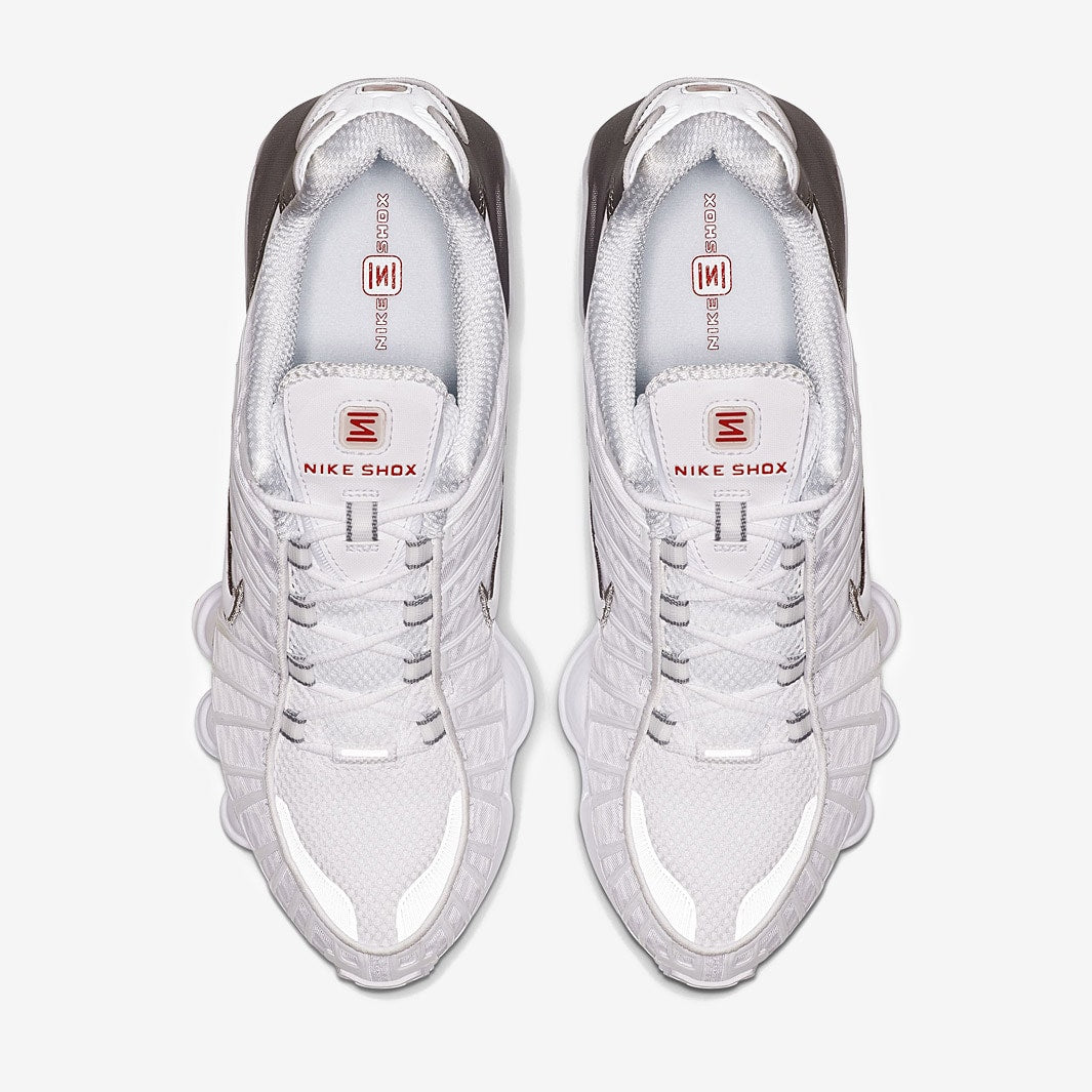 NIKE SHOX TL WHITE METALLIC SILVER MAX ORANGE