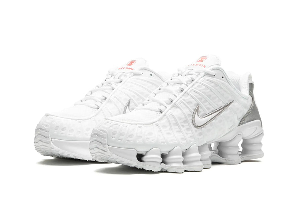 NIKE SHOX TL WHITE METALLIC SILVER  MAX ORANGE