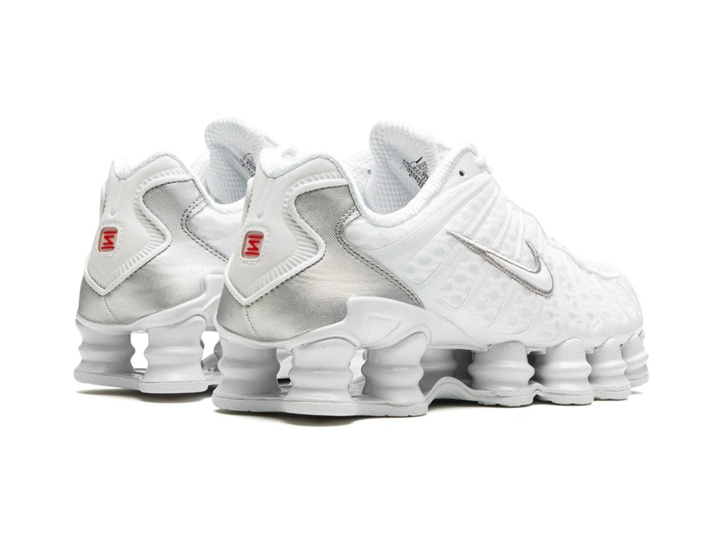 NIKE SHOX TL WHITE METALLIC SILVER  MAX ORANGE