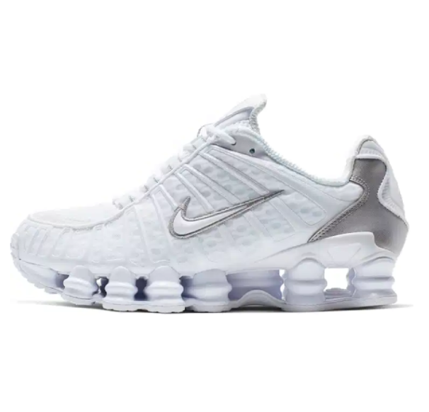 NIKE SHOX TL WHITE METALLIC SILVER  MAX ORANGE